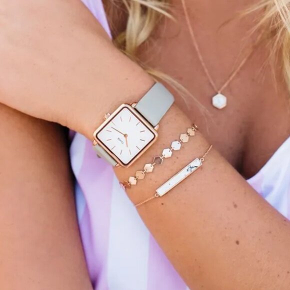 CLUSE La Garconne Rose Gold White Dial & Grey Leather Strap Watch main image 5
